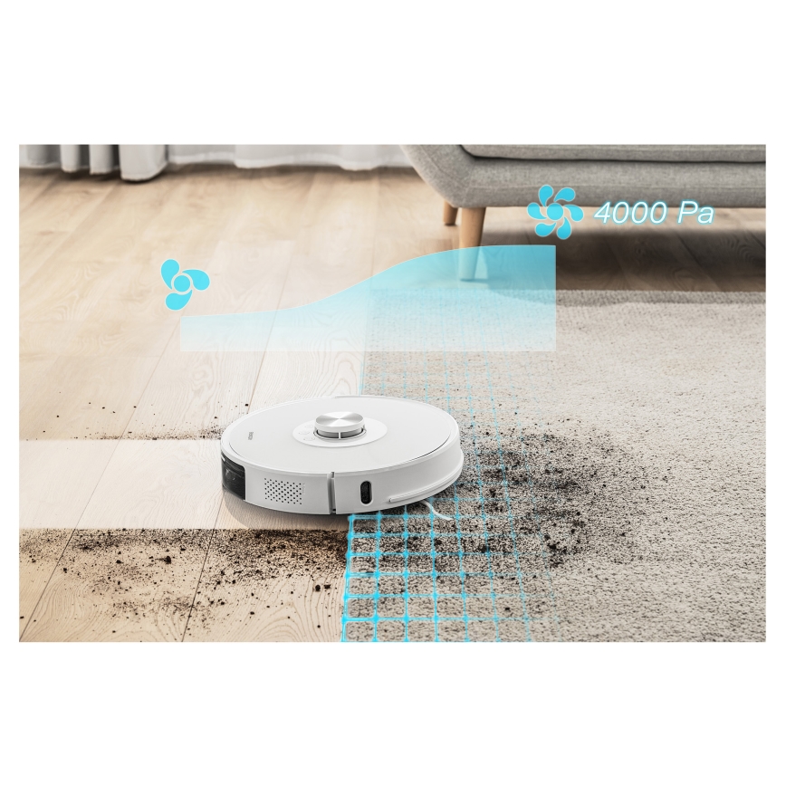 Sencor - Robot aspirapolvere e lavapavimenti 2 in 1 50 W/5000 mAh Wi-Fi bianco + telecomando