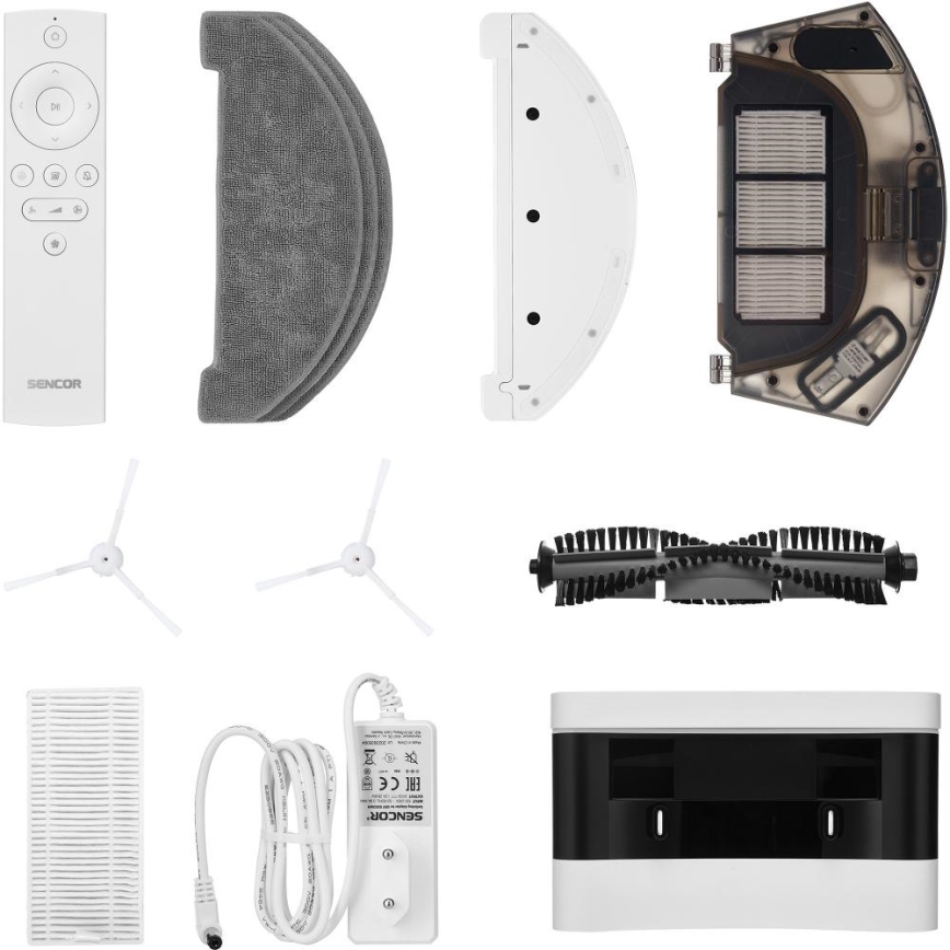 Sencor - Robot aspirapolvere e lavapavimenti 2 in 1 50 W/5000 mAh Wi-Fi bianco + telecomando