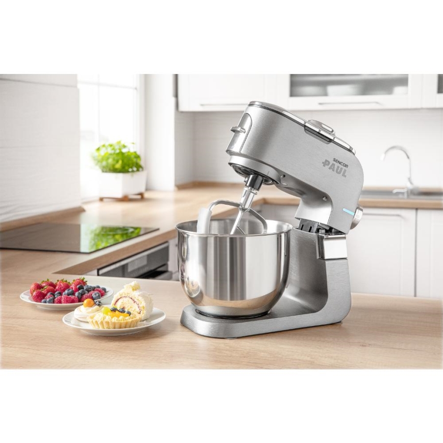 Sencor - Robot da cucina multifunzione con ciotola in acciaio inox 1500W/230V cromo opaco