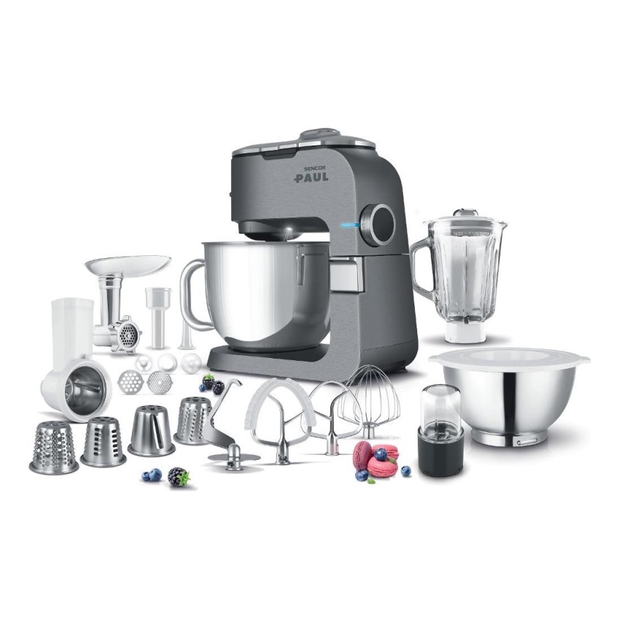 Sencor - Robot da cucina multifunzione con ciotola in acciaio inox 1500W/230V cromo opaco