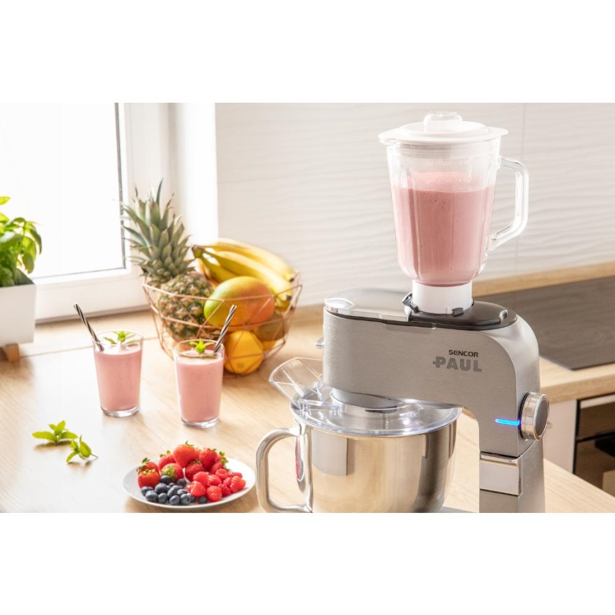 Sencor - Robot de cuisine multifonctions avec bol en acier inoxydable 1500W/230V chrome mat