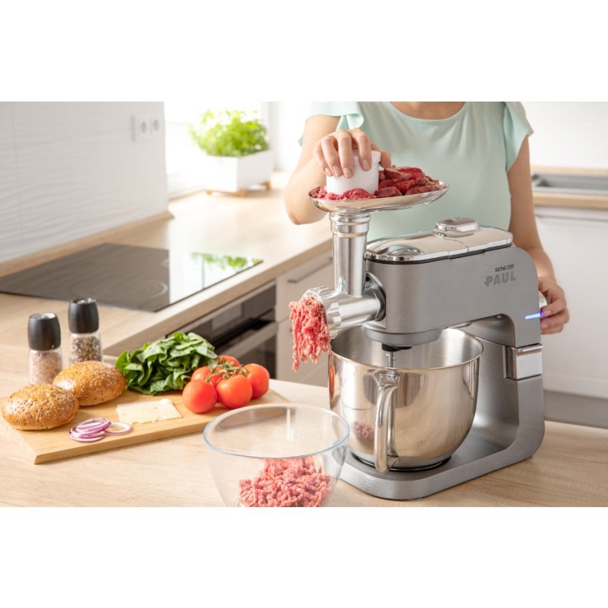 Sencor - Robot de cuisine multifonctions avec bol en acier inoxydable 1500W/230V chrome mat