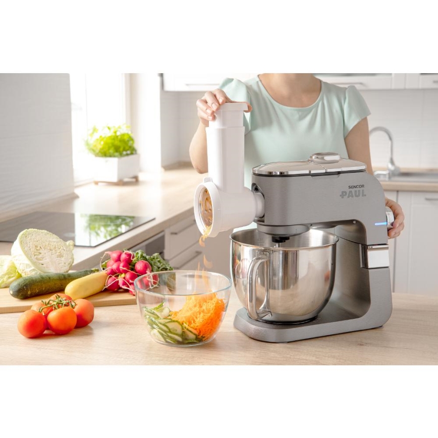 Sencor - Robot de cuisine multifonctions avec bol en acier inoxydable 1500W/230V chrome mat