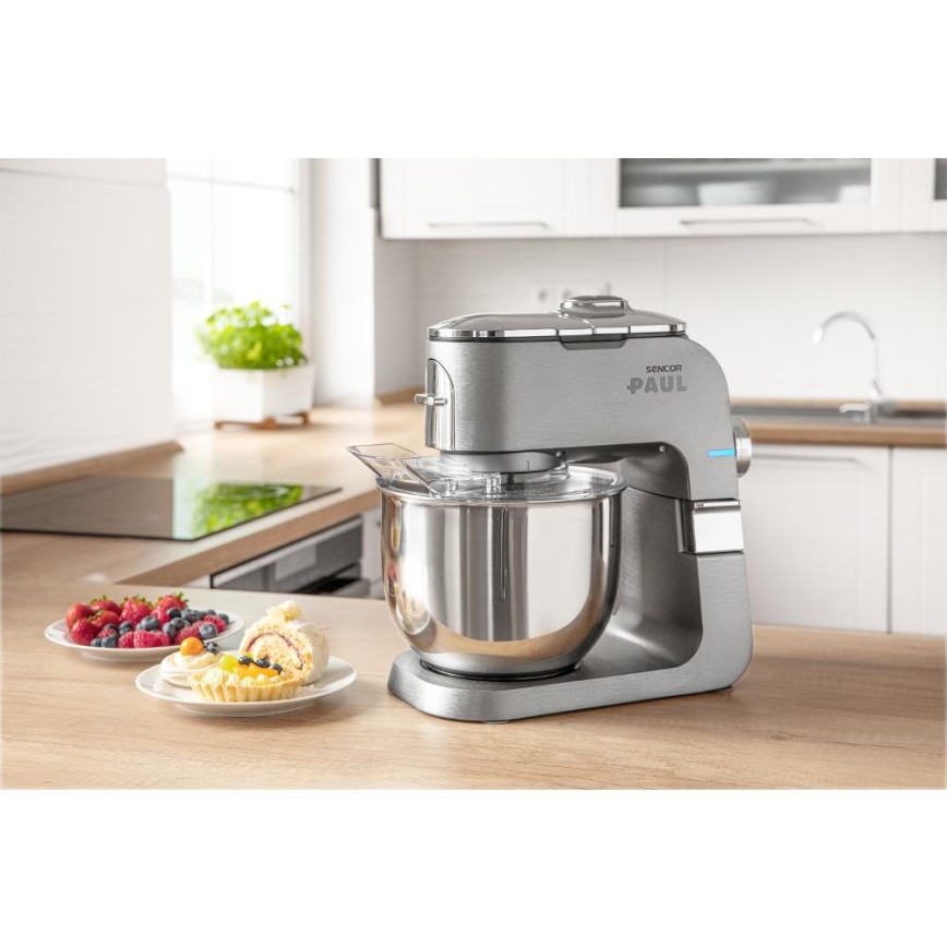 Sencor - Robot de cuisine multifonctions avec bol en acier inoxydable 1500W/230V chrome mat