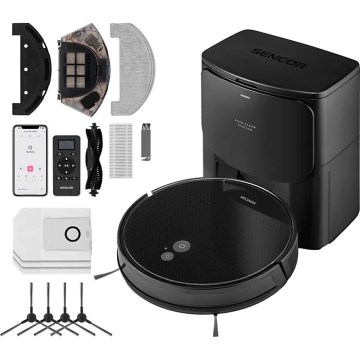 Sencor - Roboter-Staubsauger mit Wischfunktion 2-in-1 16 W/2600 mAh WLAN schwarz + Fernbedienung