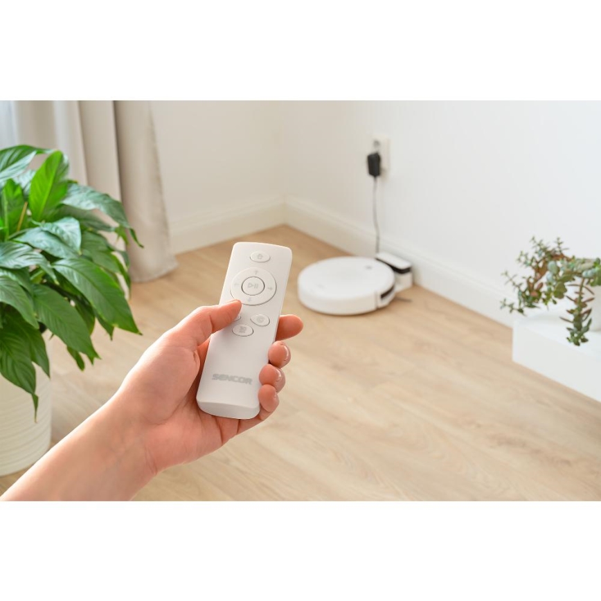 Sencor - Roboter-Staubsauger mit Wischmopp 2in1 18W/1500 mAh weiß + Fernbedienung
