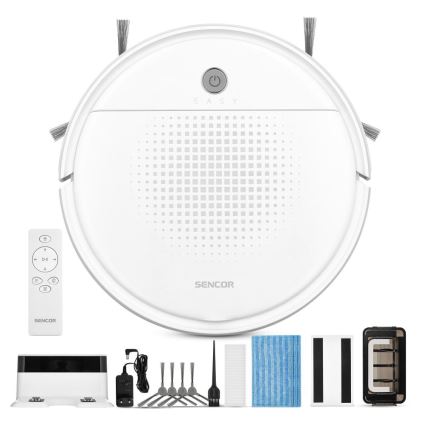 Sencor - Roboter-Staubsauger mit Wischmopp 2in1 18W/1500 mAh weiß + Fernbedienung