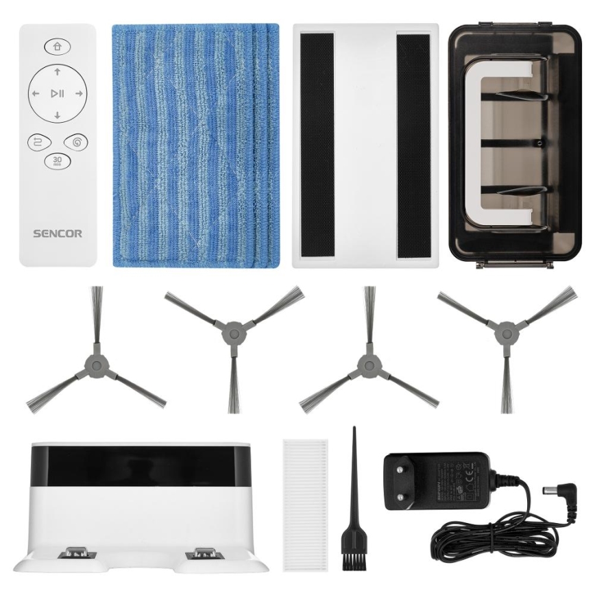 Sencor - Roboter-Staubsauger mit Wischmopp 2in1 18W/1500 mAh weiß + Fernbedienung