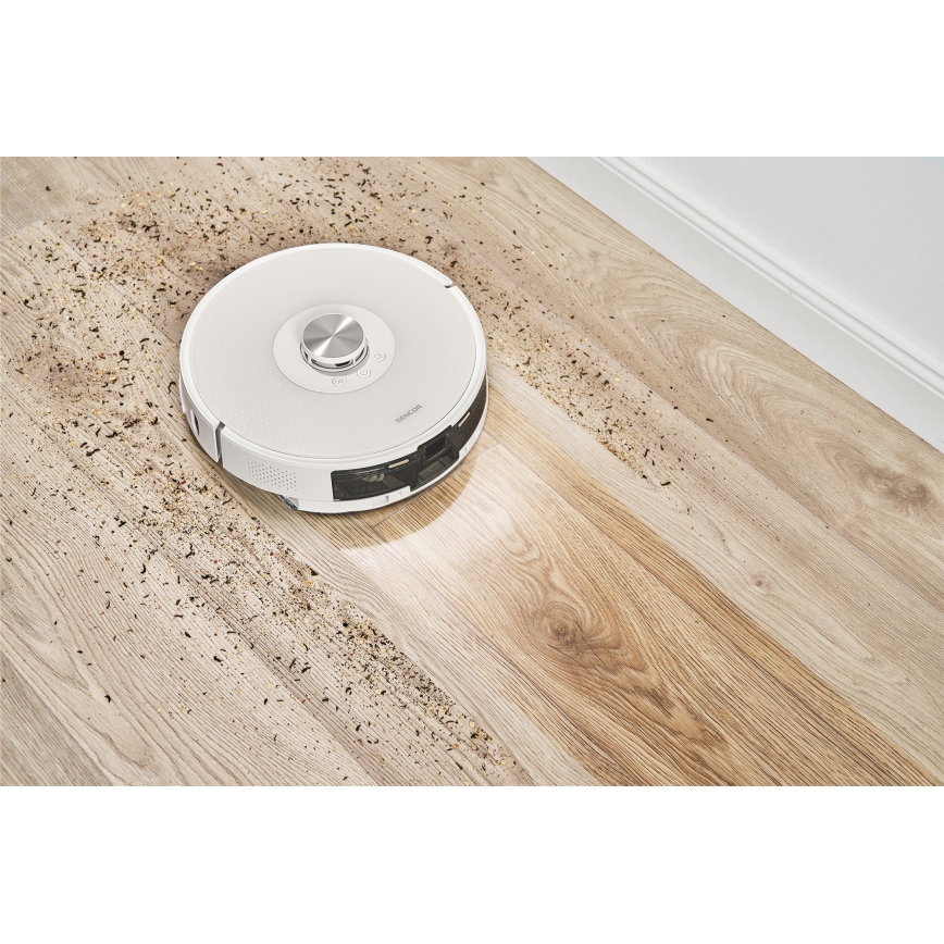 Sencor - Saugroboter 2-in-1 mit Wischfunktion, 50 W / 5000 mAh, Wi‑Fi, weiß, inkl. Fernbedienung