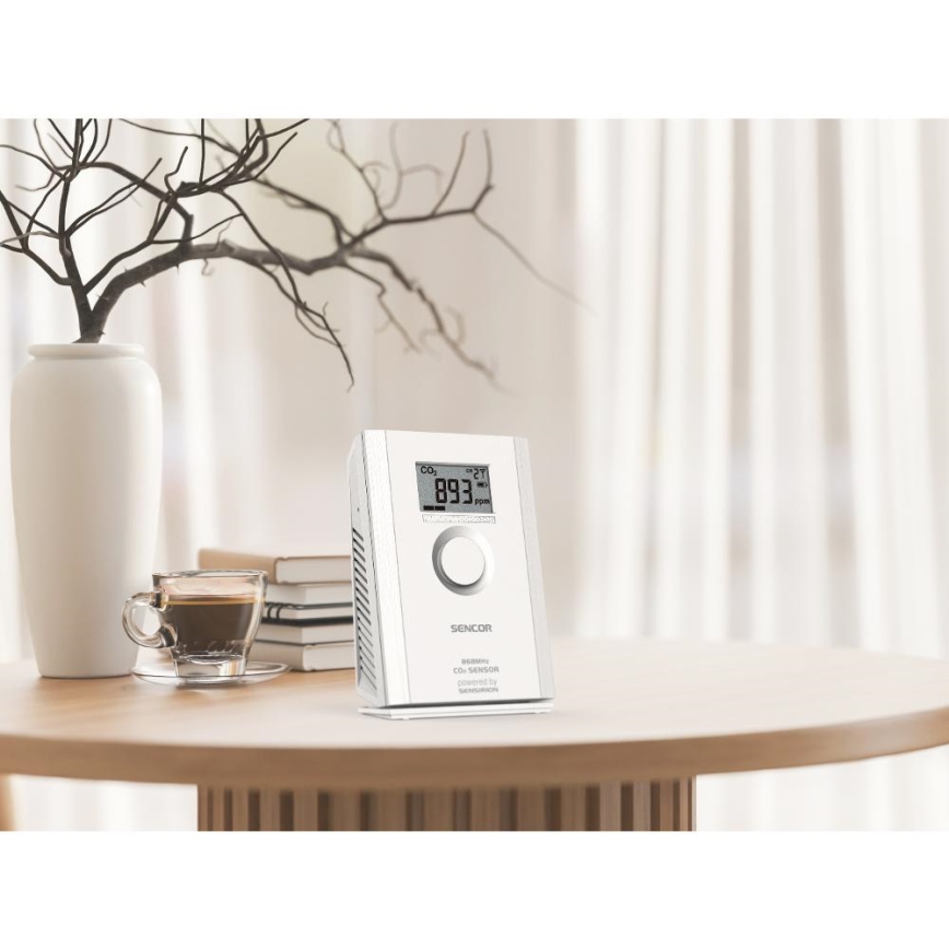 Sencor - Sensore wireless di anidride carbonica 5V/3xAA 2000 mAh
