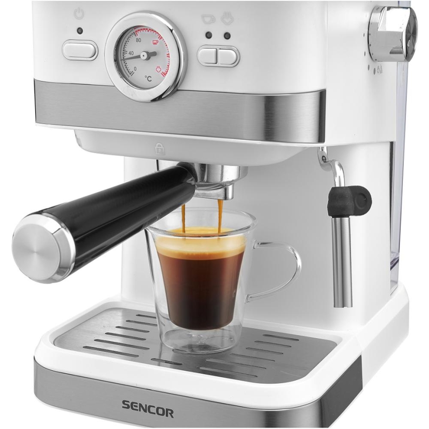 Sencor - Siebträger-Espressomaschine 1050W/230V weiß/matt Chrom