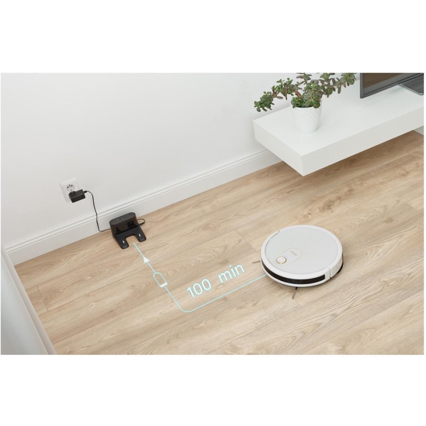 Sencor - Smart-Staubsaugerroboter  mit Wischmopp 2in1 28W/2600 mAh Wi-Fi weiß + Fernbedienung