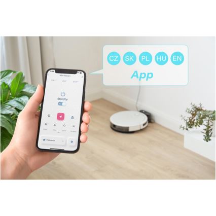 Sencor - Smart-Staubsaugerroboter  mit Wischmopp 2in1 28W/2600 mAh Wi-Fi weiß + Fernbedienung