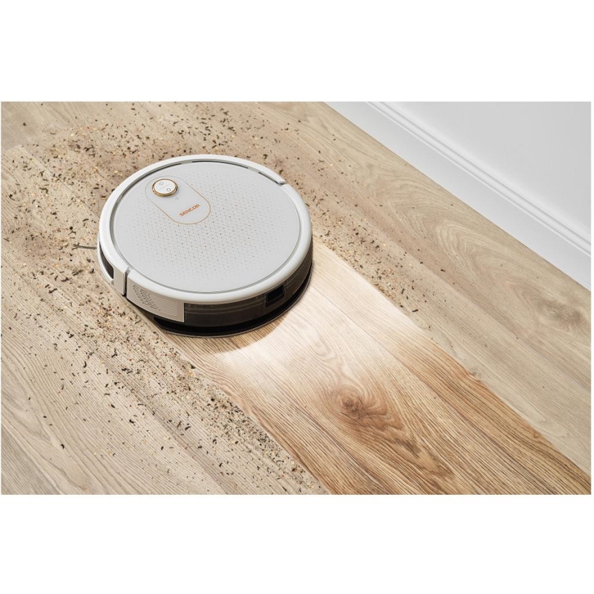 Sencor - Smart-Staubsaugerroboter  mit Wischmopp 2in1 28W/2600 mAh Wi-Fi weiß + Fernbedienung