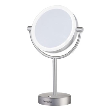 Sencor - Specchio cosmetico con retroilluminazione a LED LED/5W/230V acciaio inossidabile
