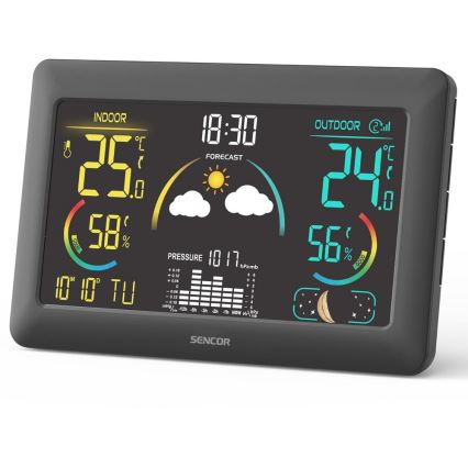 Sencor - Station météo avec écran LCD couleur et réveil 3xAA