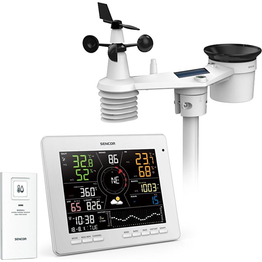 Sencor - Station météo professionnelle avec écran couleur LCD 1xCR2032 Wi-Fi Tuya