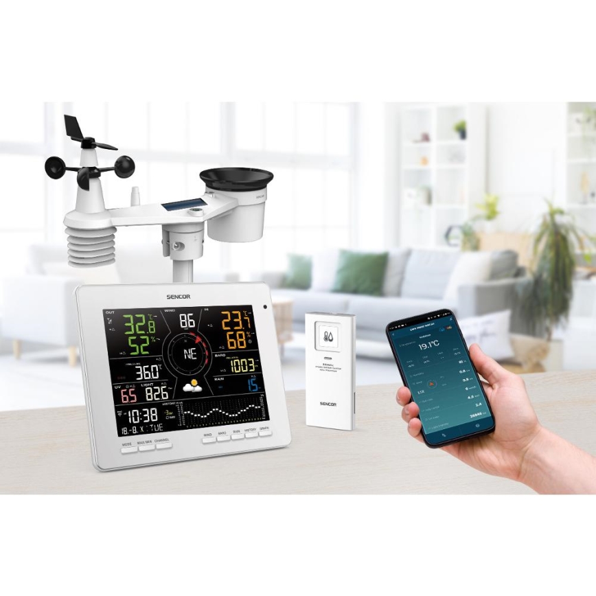 Sencor - Station météo professionnelle avec écran couleur LCD 1xCR2032 Wi-Fi Tuya