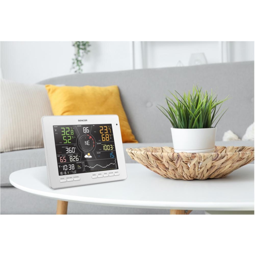 Sencor - Station météo professionnelle avec écran couleur LCD 1xCR2032 Wi-Fi Tuya