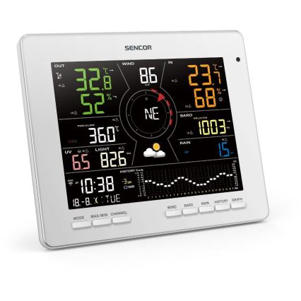 Sencor - Station météo professionnelle avec écran couleur LCD 1xCR2032 Wi-Fi Tuya