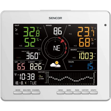 Sencor - Station météo professionnelle avec écran couleur LCD 1xCR2032 Wi-Fi Tuya