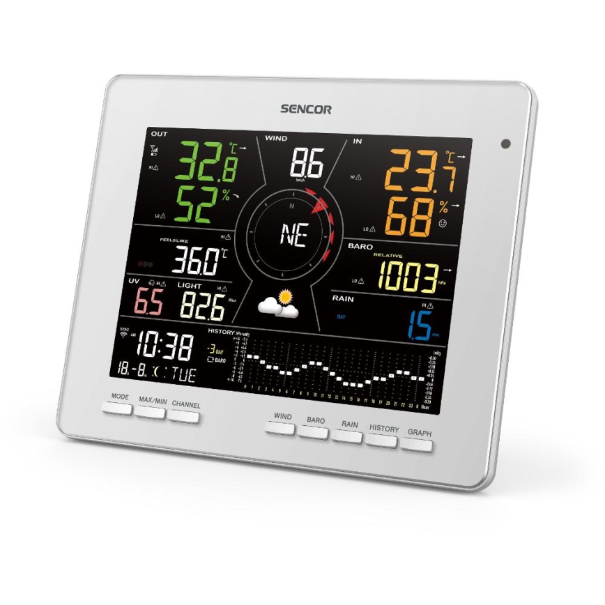 Sencor - Station météo professionnelle avec écran couleur LCD 1xCR2032 Wi-Fi Tuya