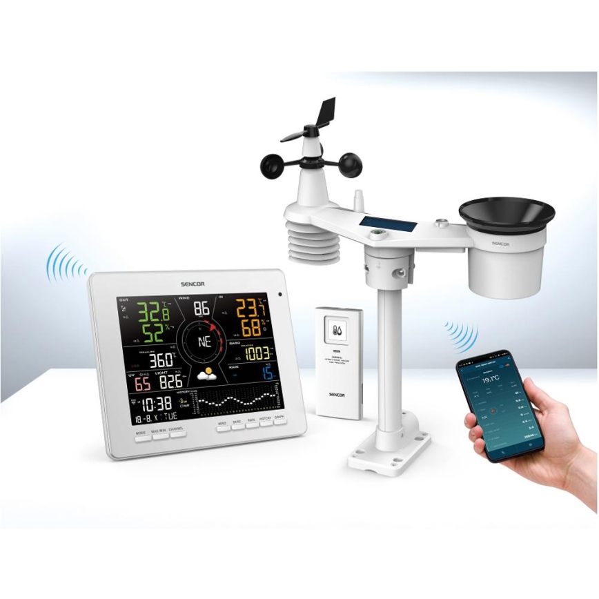 Sencor - Station météo professionnelle avec écran couleur LCD 1xCR2032 Wi-Fi Tuya