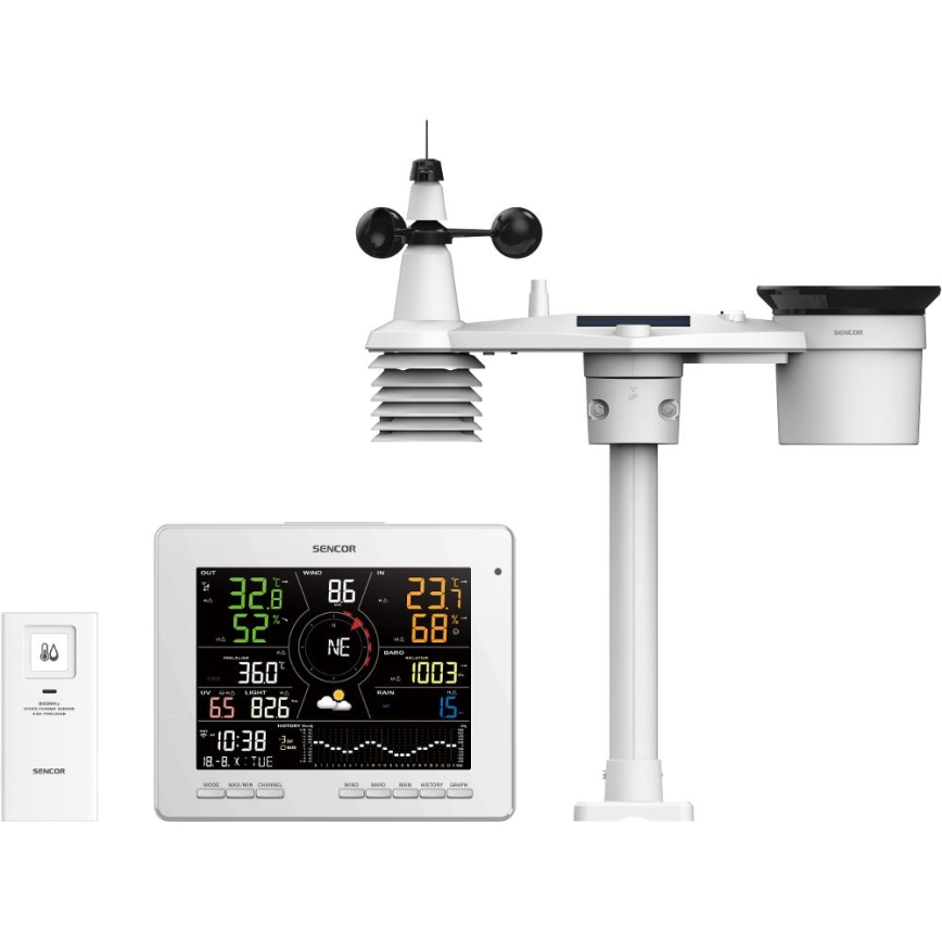 Sencor - Station météo professionnelle avec écran couleur LCD 1xCR2032 Wi-Fi Tuya