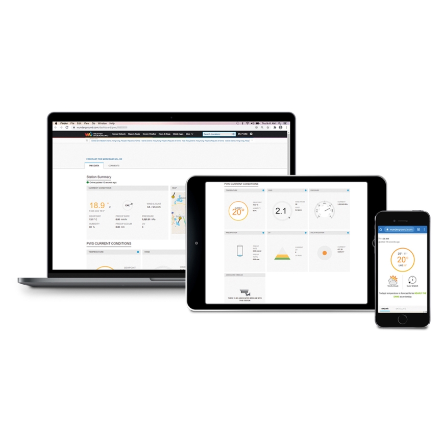 Sencor - Station météo professionnelle avec écran LCD couleur 5V/1xCR2032 + 3xAA Wi-Fi