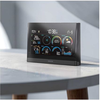 Sencor - Station météo professionnelle avec écran LCD couleur et réveil 5V/3xAAA + 3xAA