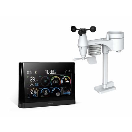 Sencor - Station météo professionnelle avec écran LCD couleur et réveil 5V/3xAAA + 3xAA