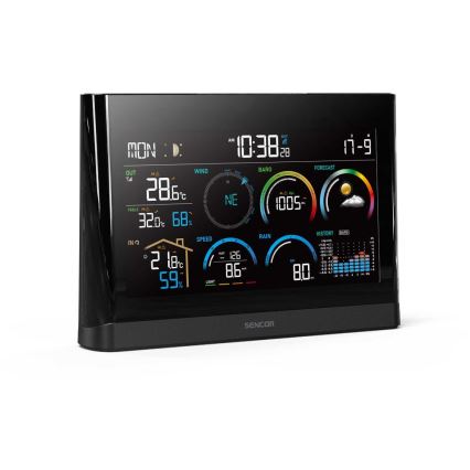 Sencor - Station météo professionnelle avec écran LCD couleur et réveil 5V/3xAAA + 3xAA