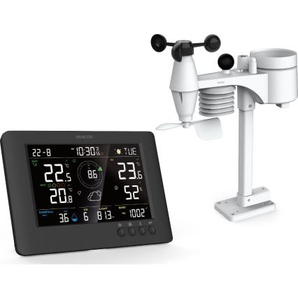 Sencor - Station météo professionnelle avec écran LCD couleur et réveil intégré 5V/1xCR2032 + 3xAA
