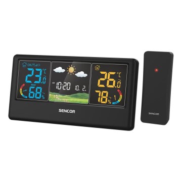 Sencor - Stazione meteorologica con display LCD a colori 3xAAA + 2xAA nero
