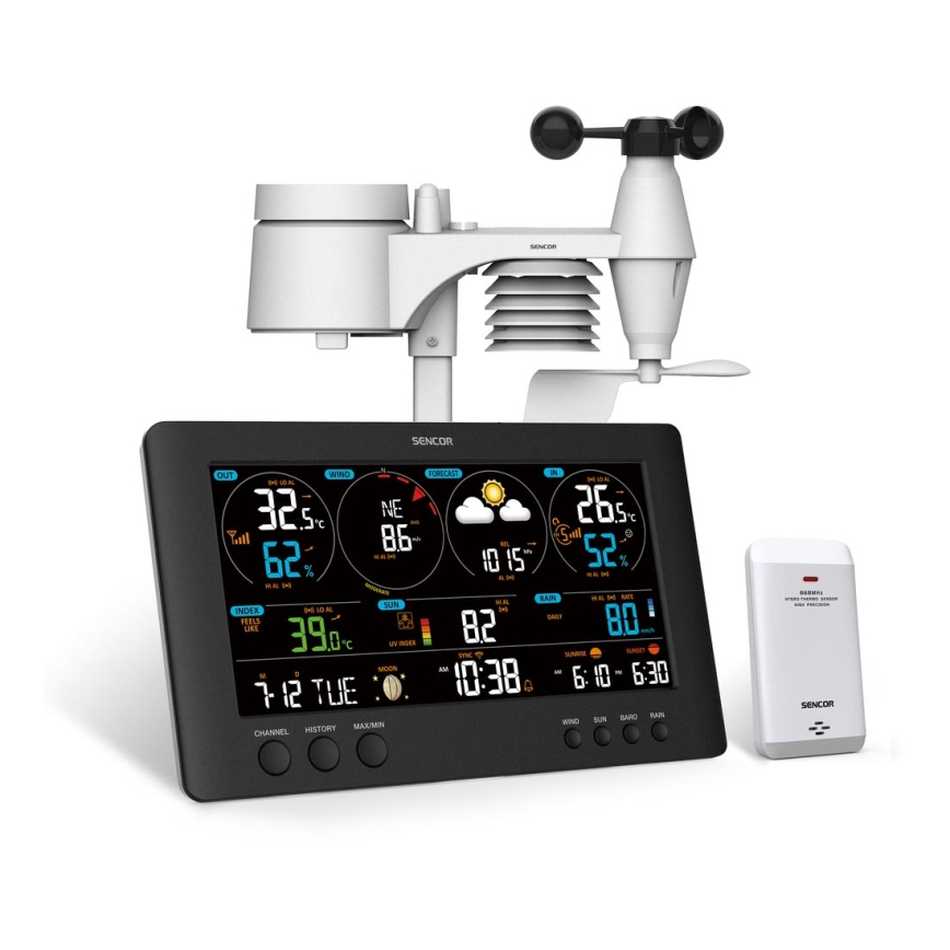 Sencor - Stazione meteorologica professionale con display LCD a colori 5V/1xCR2032 + 3xAA Wi-Fi