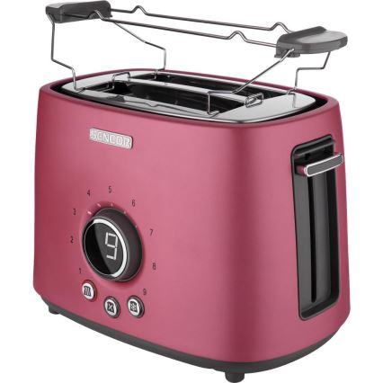 Sencor - Toaster mit zwei Schlitzen und Aufbackrost, 1000 W/230 V, rosa