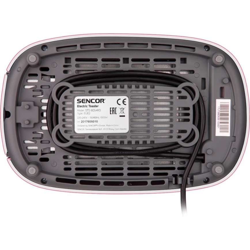 Sencor - Toaster mit zwei Schlitzen und Aufbackrost, 1000 W/230 V, rosa