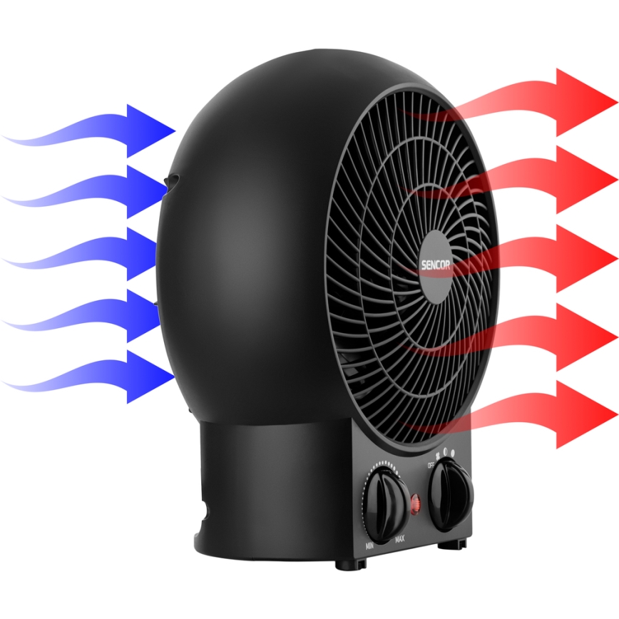 Sencor - Ventilator mit Heizelement 1200/2000W/230V schwarz