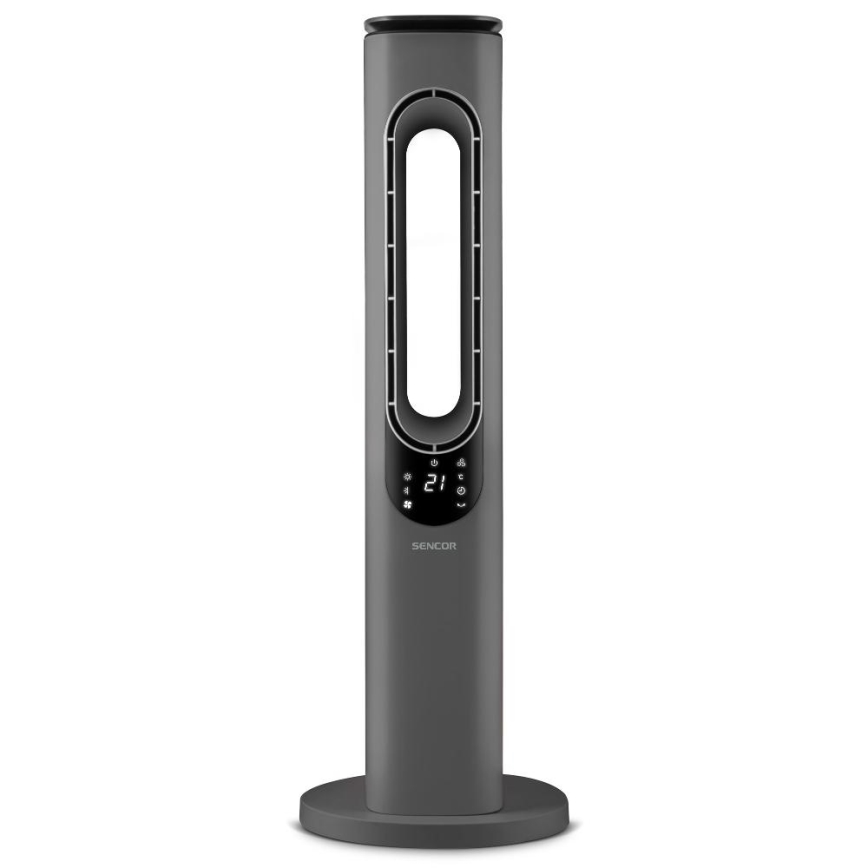 Sencor - Ventilatore a torre senza pale con elemento riscaldante in ceramica 1200/2000W/230V antracite + telecomando
