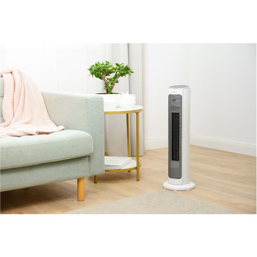 Sencor - Termoventilatore con elemento riscaldante in ceramica 2200W/230V Wi-Fi bianco + telecomando