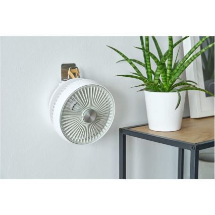 Sencor - Ventilatore da tavolo ricaricabile 5W/5V 4000 mAh bianco