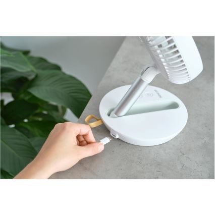 Sencor - Ventilatore da tavolo ricaricabile 5W/5V 4000 mAh bianco