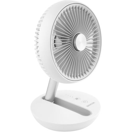 Sencor - Ventilatore da tavolo ricaricabile 5W/5V 4000 mAh bianco