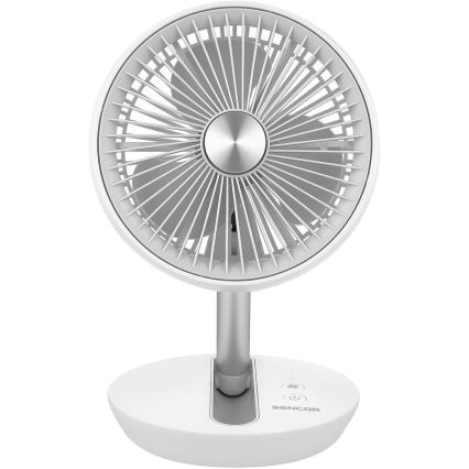 Sencor - Ventilatore da tavolo ricaricabile 5W/5V 4000 mAh bianco