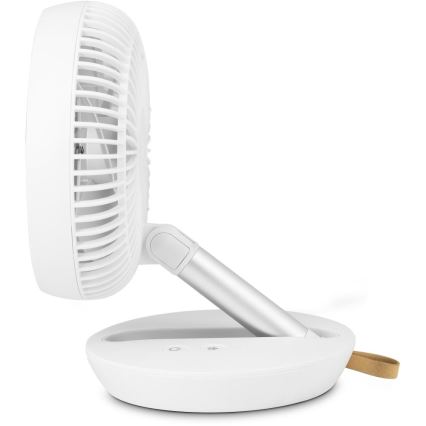 Sencor - Ventilatore da tavolo ricaricabile 5W/5V 4000 mAh bianco