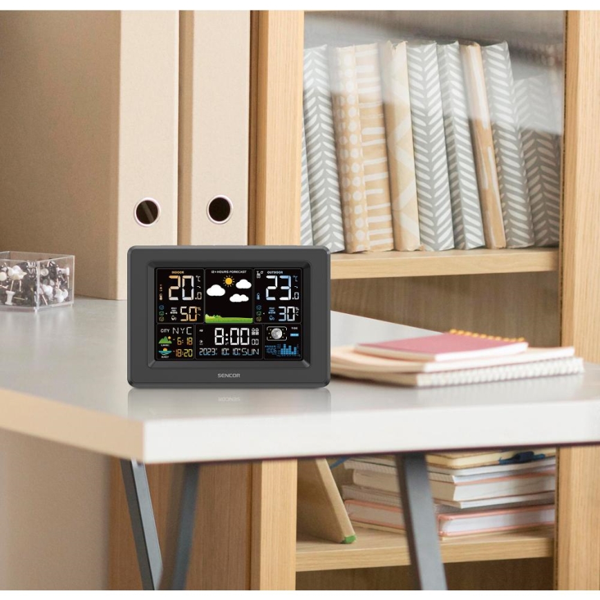 Sencor - Wetterstation mit farbigem LCD-Display 3xAA + 2xAA schwarz