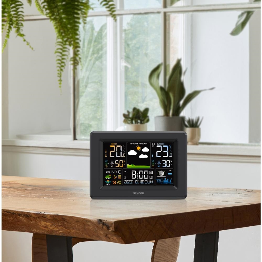 Sencor - Wetterstation mit farbigem LCD-Display 3xAA + 2xAA schwarz