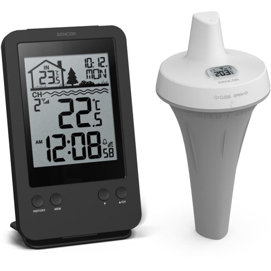 Sencor - Wetterstation mit kabellosem schwimmendem Poolsensor 2xAA + 2xAA IPX7