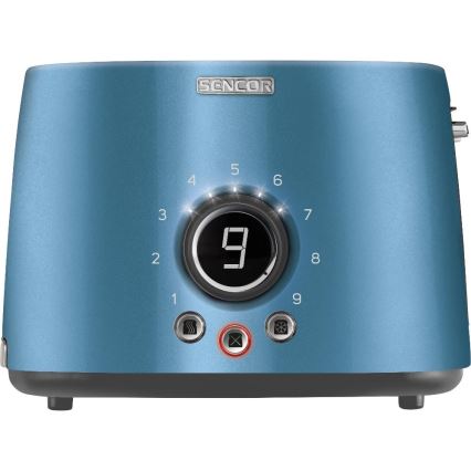 Sencor - Zweischlitz-Toaster mit Brötchenaufsatz 1000W/230V blau