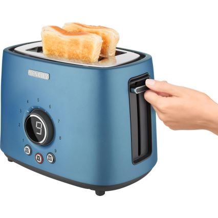 Sencor - Zweischlitz-Toaster mit Brötchenaufsatz 1000W/230V blau